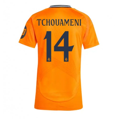 Fotballdrakt Dame Real Madrid Aurelien Tchouameni #14 Bortedrakt 2024-25 Kortermet